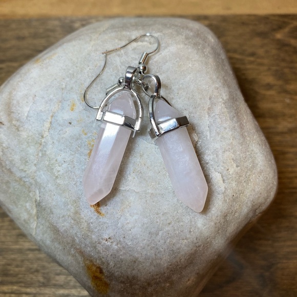 💕Rose Quartz Pendant Earrings - Picture 2 of 2